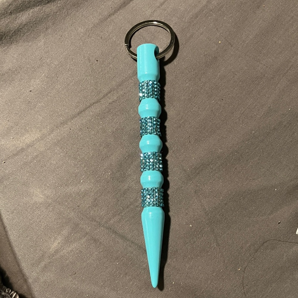 Turquoise Rhinestone Self-Defense Keychain